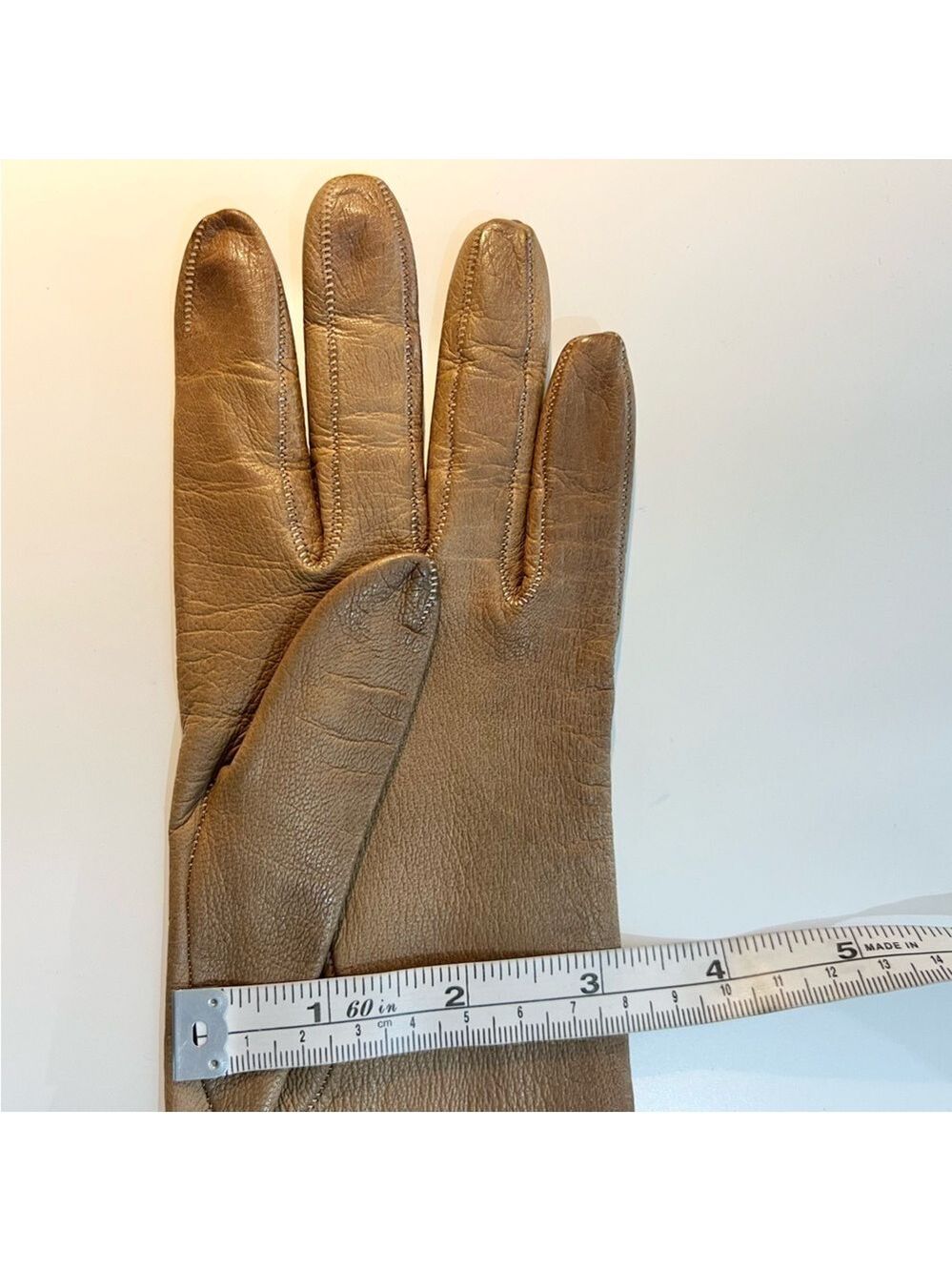 Vintage Lavabile tan brown leather 10.5 inches long gloves 6 1/2 - Picture 13 of 13